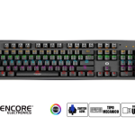 TECLADO ENKORE GAMER MECANICO FALCON, ILUMINACIÓN ARCOIRIS 6 COLORES LED, 9 EFECTOS DE ILUMINACIÓN, CONEXIÓN USB (ENK 1002)